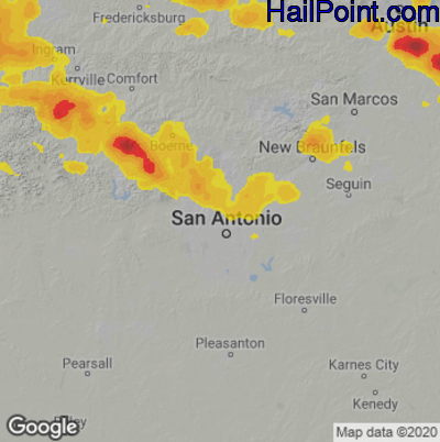 Hail Map for San Antonio, TX Region on May 28, 2021