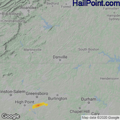 Hail Map for Danville, VA Region on May 29, 2021