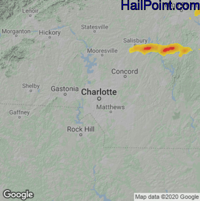 Hail Map for Charlotte, NC Region on May 29, 2021