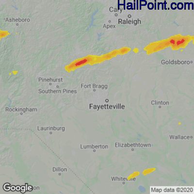 Hail Map for Fayetteville, NC Region on May 29, 2021