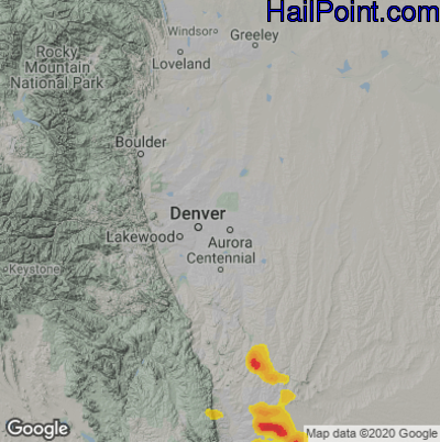 Hail Map for Denver, CO Region on May 29, 2021