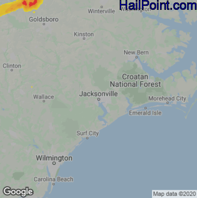 Hail Map for Jacksonville, NC Region on May 29, 2021