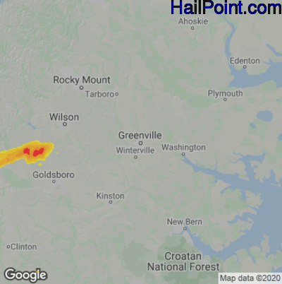 Hail Map for Greenville, NC Region on May 29, 2021 