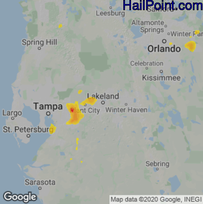 Hail Map for Lakeland, FL Region on May 30, 2021