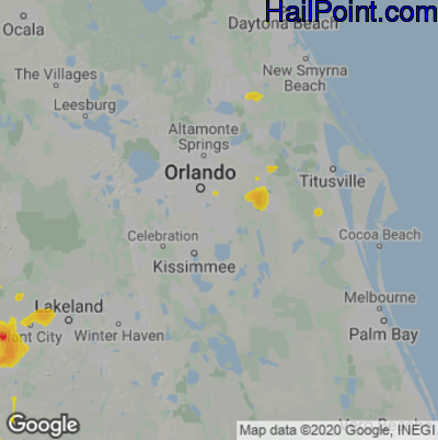 Hail Map for Orlando, FL Region on May 30, 2021