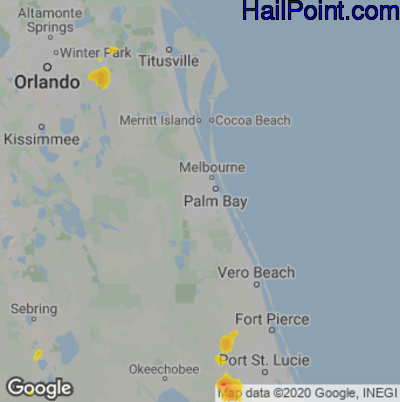 Hail Map for Palm Bay, FL Region on May 30, 2021