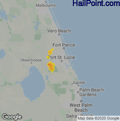 Hail Map for Port St. Lucie, FL Region on May 30, 2021