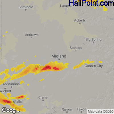 Hail Map for Midland, TX Region on May 31, 2021 