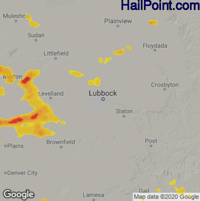 Hail Map for Lubbock, TX Region on June 3, 2021 