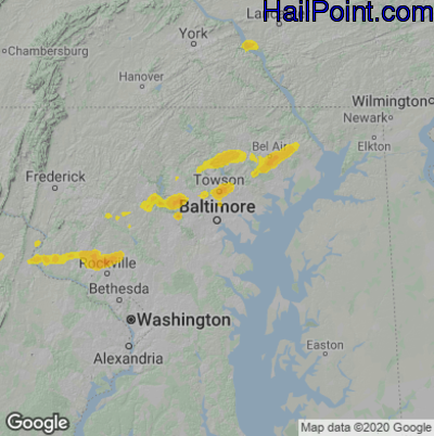 Hail Map for Baltimore, MD Region on June 3, 2021 