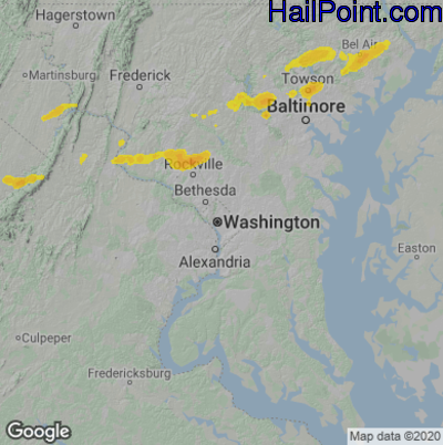 Hail Map for Washington, DC Region on June 3, 2021 