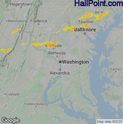 Hail Map for Washington, DC Region on June 3, 2021