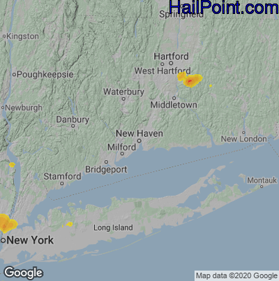 Hail Map for New Haven, CT Region on June 4, 2021
