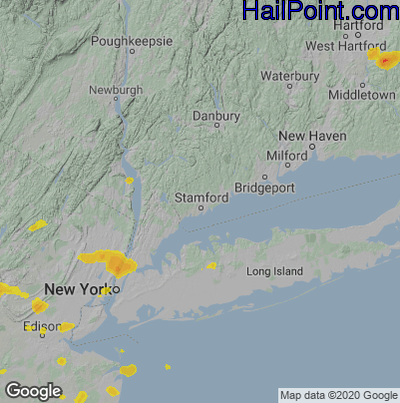 Hail Map for Stamford, CT Region on June 4, 2021 