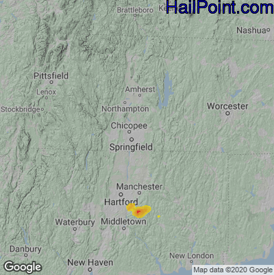 Hail Map for Springfield, MA Region on June 4, 2021