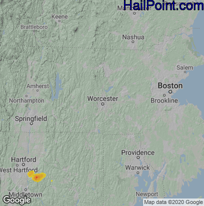 Hail Map for Worcester, MA Region on June 4, 2021