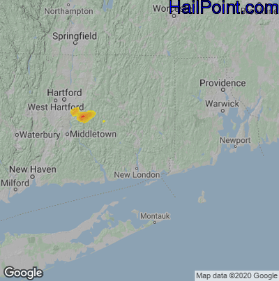 Hail Map for Norwich, CT Region on June 4, 2021