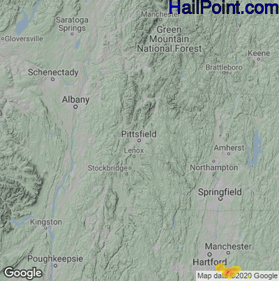 Hail Map for Pittsfield, MA Region on June 4, 2021 