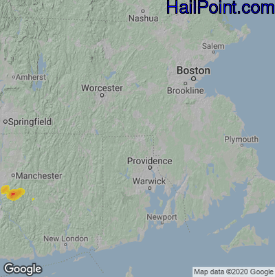 Hail Map for Woonsocket, RI Region on June 4, 2021