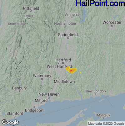 Hail Map for Hartford, CT Region on June 4, 2021 