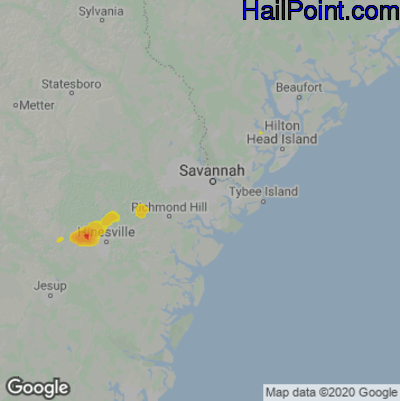 Hail Map for Savannah, GA Region on June 5, 2021