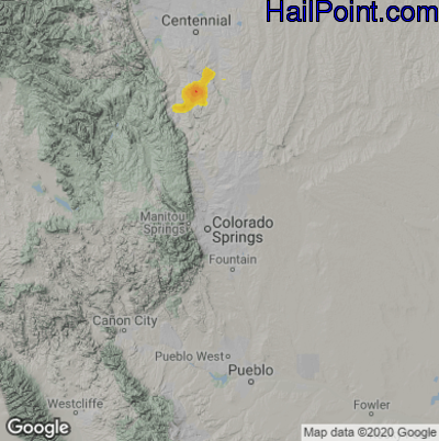 Hail Map for Colorado Springs, CO Region on June 6, 2021