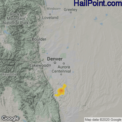 Hail Map for Denver, CO Region on June 6, 2021