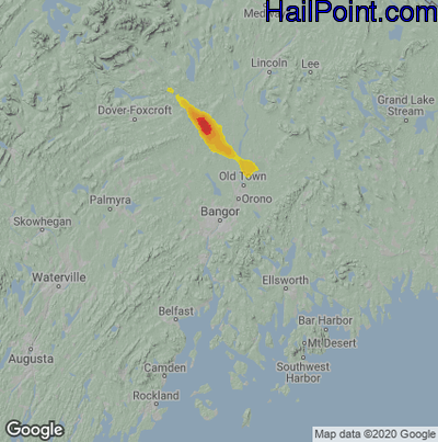 Hail Map for Bangor, ME Region on June 6, 2021 