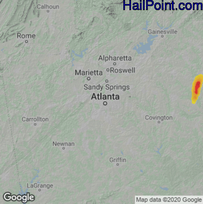 Hail Map for Atlanta, GA Region on June 7, 2021