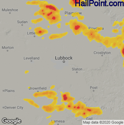 Hail Map for Lubbock, TX Region on June 7, 2021 