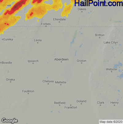 Hail Map for Aberdeen, SD Region on June 7, 2021