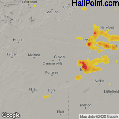 Hail Map for Clovis, NM Region on June 7, 2021
