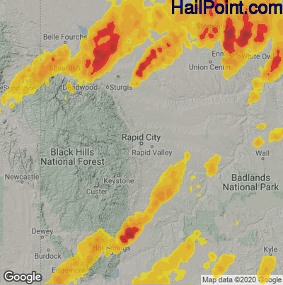 Hail Map for Rapid City, SD Region on June 11, 2021