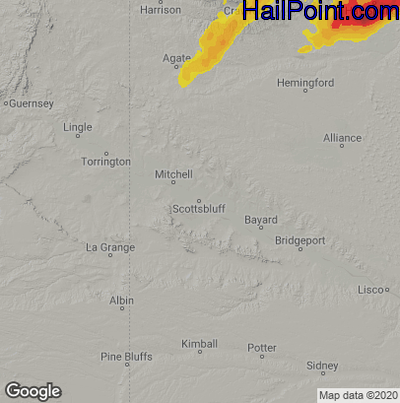 Hail Map for Scottsbluff, NE Region on June 11, 2021