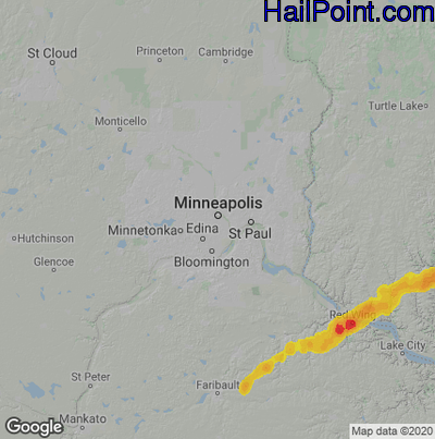 Hail Map for Minneapolis, MN Region on June 11, 2021