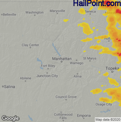 Hail Map for Mahhattan, KS Region on June 11, 2021