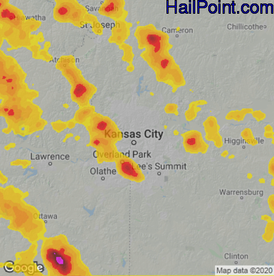 Hail Map for Kansas City, MO Region on June 11, 2021 