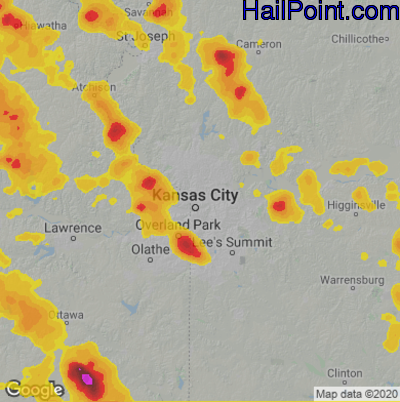 Hail Map for Kansas City, MO Region on June 11, 2021