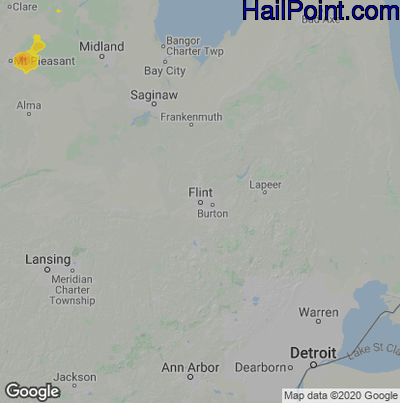 Hail Map for Flint, MI Region on June 11, 2021 