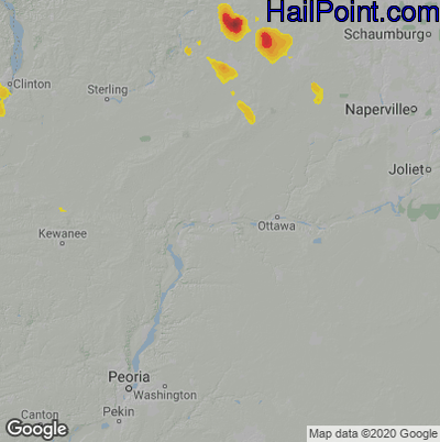 Hail Map for Peru, IL Region on June 11, 2021 
