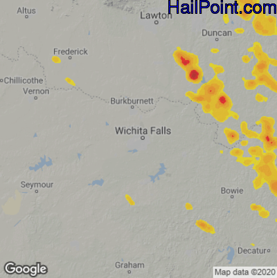 Hail Map for Wichita Falls, TX Region on June 12, 2021 
