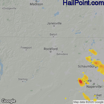 Hail Map for Rockford, IL Region on June 12, 2021
