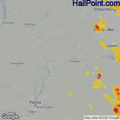 Hail Map for Peru, IL Region on June 12, 2021 