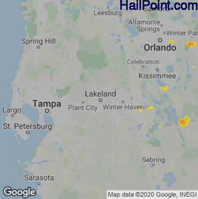Hail Map for Lakeland, FL Region on June 12, 2021