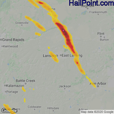 Hail Map for Lansing, MI Region on June 12, 2021