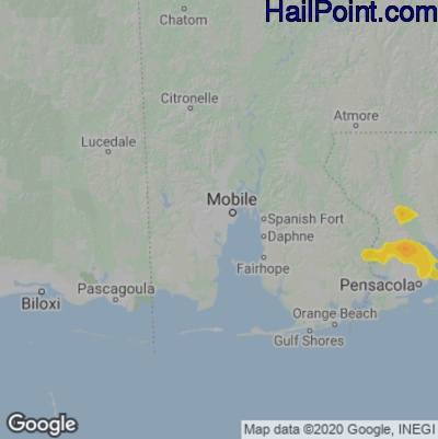 Hail Map for Mobile, AL Region on June 12, 2021