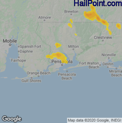 Hail Map for Pensacola, FL Region on June 12, 2021
