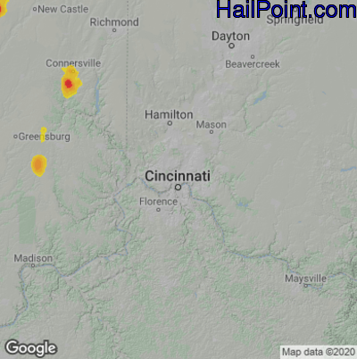 Hail Map for Cincinnati, OH Region on June 12, 2021