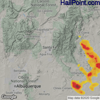 Hail Map for Sante Fe, NM Region on June 12, 2021