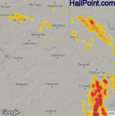 Hail Map for Childress, TX Region on June 13, 2021